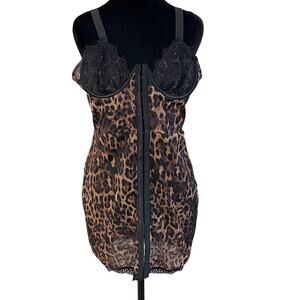 Dolls Kill Size XL Leopard Lace Corset Cami Top Gothic Y2K Grunge Zip Back
